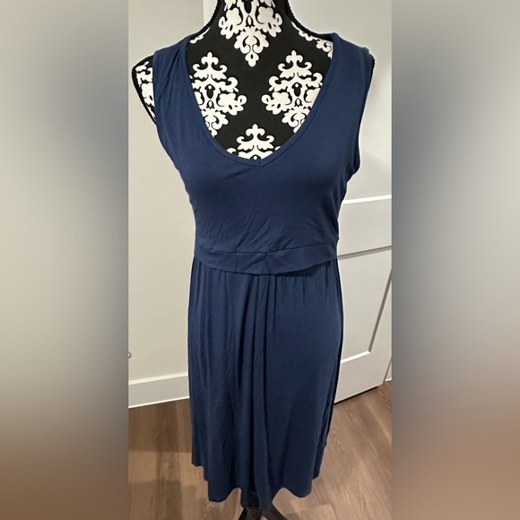 Happy Mama Blue Midi Maternity Dress Size XL - Picture 4 of 10